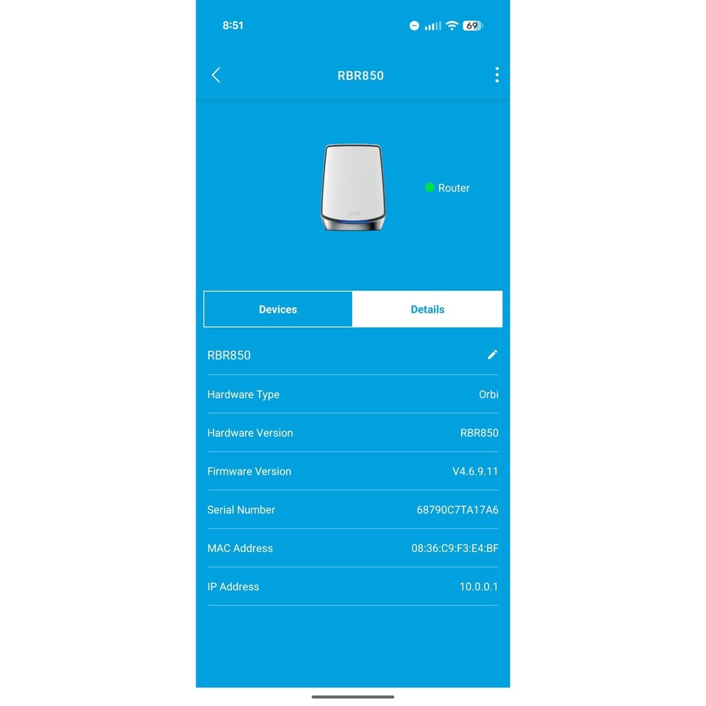 NETGEAR Orbi RBR850 Router AX6000 Tri-Band Mesh WiFi 6 - Picture 6 of 7